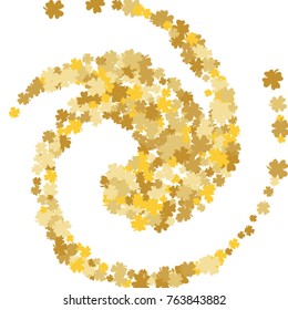 Vector Confetti Background Pattern. Element of design. Golden clover leaves on white background