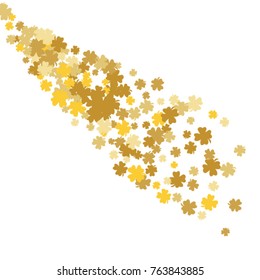 Vector Confetti Background Pattern. Element of design. Golden clover leaves on white background