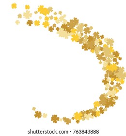 Vector Confetti Background Pattern. Element of design. Golden clover leaves on white background