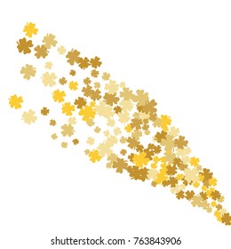 Vector Confetti Background Pattern. Element of design. Golden clover leaves on white background