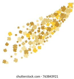 Vector Confetti Background Pattern. Element of design. Golden clover leaves on white background