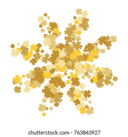 Vector Confetti Background Pattern. Element of design. Golden clover leaves on white background