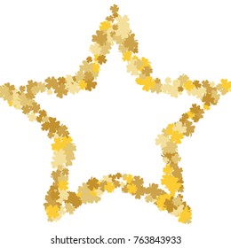 Vector Confetti Background Pattern. Element of design. Golden clover leaves on white background