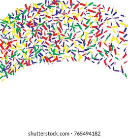 Vector Confetti Background Pattern. Element of design. Color pencils on a white background