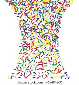 Vector Confetti Background Pattern. Element of design. Color pencils on a white background