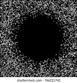 Vector Confetti Background Pattern. Element of design. Music Signs on a black Background