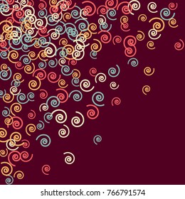 Vector Confetti Background Pattern. Element of design. Color spirals on a claret background