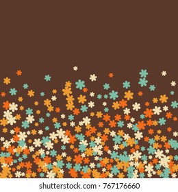 Vector Confetti Background Pattern. Element of design. Colored flowers on brown background