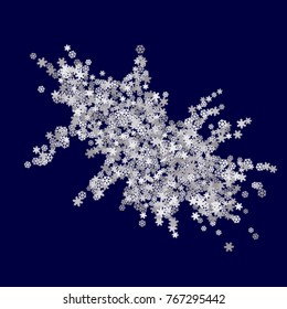 Vector Confetti Background Pattern. Element of design. Silver snowflakes on a Blue background