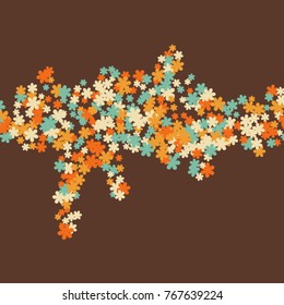 Vector Confetti Background Pattern. Element of design. Colored flowers on brown background
