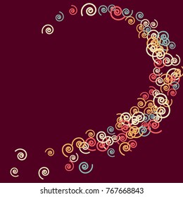 Vector Confetti Background Pattern. Element of design. Color spirals on a claret background
