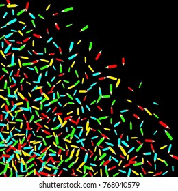 Vector Confetti Background Pattern. Element of design. Color pencils on a black background