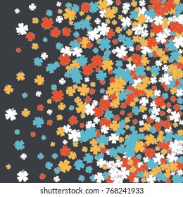 Vector Confetti Background Pattern. Element of design. Clover leaves on a gray background