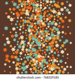Vector Confetti Background Pattern. Element of design. Colored flowers on brown background