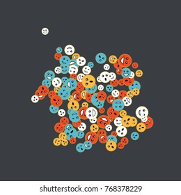 Vector Confetti Background Pattern. Element of design. Colored emoticons on a white background
