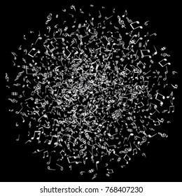 Vector Confetti Background Pattern. Element of design. Music Signs on a black Background