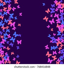 Vector Confetti Background Pattern. Element of design. Colorful butterflies on a purple background
