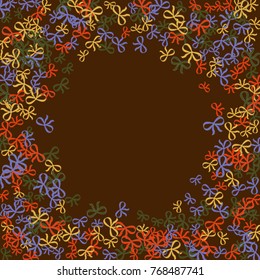 Vector Confetti Background Pattern. Element of design.  Colored bows on a brown background
