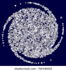 Vector Confetti Background Pattern. Element of design. Silver snowflakes on a Blue background 