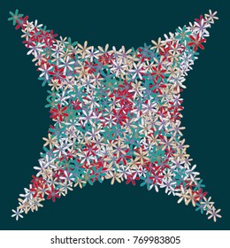 Vector Confetti Background Pattern. Element of design. Colored flowers on turquoise background
