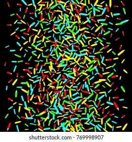 Vector Confetti Background Pattern. Element of design. Color pencils on a black background
