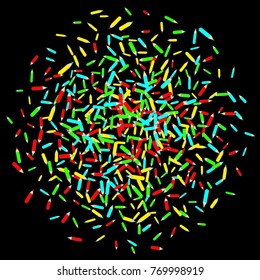 Vector Confetti Background Pattern. Element of design. Color pencils on a black background
