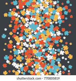 Vector Confetti Background Pattern. Element of design. Clover leaves on a gray background