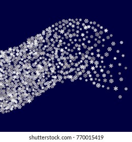 Vector Confetti Background Pattern. Element of design. Silver snowflakes on a Blue background 