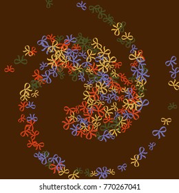 Vector Confetti Background Pattern. Element of design. Colored bows on a brown background