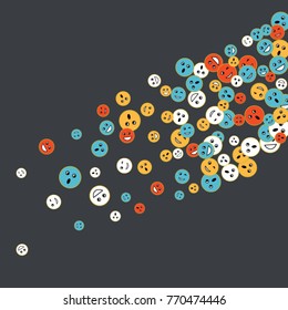 Vector Confetti Background Pattern. Element of design. Colored emoticons on a gray background