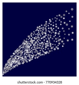 Vector Confetti Background Pattern. Element of design. Silver snowflakes on a Blue background 