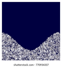 Vector Confetti Background Pattern. Element of design. Silver snowflakes on a Blue background 