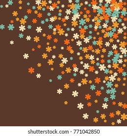 Vector Confetti Background Pattern. Element of design. Colored flowers on brown background