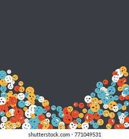 Vector Confetti Background Pattern. Element of design. Colored emoticons on a gray background