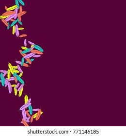 Vector Confetti Background Pattern. Element of design. Colored feathers on a red background