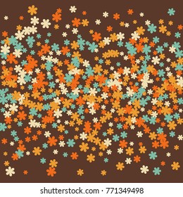 Vector Confetti Background Pattern. Element of design. Colored flowers on brown background
