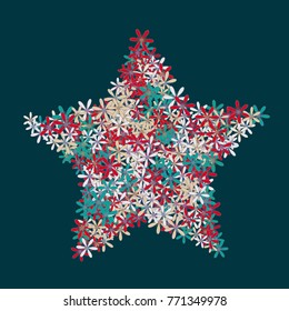 Vector Confetti Background Pattern. Element of design. Colored flowers on turquoise background
