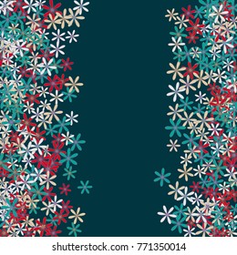 Vector Confetti Background Pattern. Element of design. Colored flowers on turquoise background
