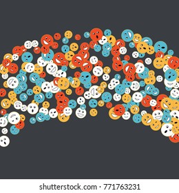 Vector Confetti Background Pattern. Element of design. Colored emoticons on a gray background