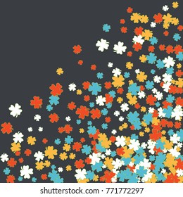 Vector Confetti Background Pattern. Element of design. Clover leaves on a gray background