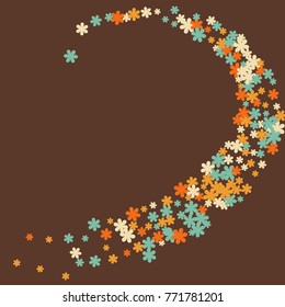 Vector Confetti Background Pattern. Element of design. Colored flowers on brown background
