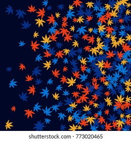 Vector Confetti Background Pattern. Element of design. Colored leaves on a blue background
