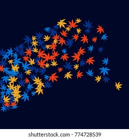 Vector Confetti Background Pattern. Element of design. Colored leaves on a blue background