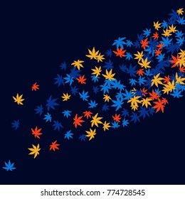 Vector Confetti Background Pattern. Element of design. Colored leaves on a blue background