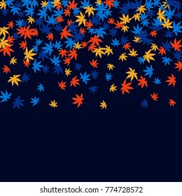 Vector Confetti Background Pattern. Element of design. Colored leaves on a blue background