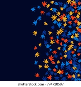 Vector Confetti Background Pattern. Element of design. Colored leaves on a blue background