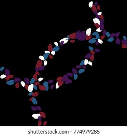 Vector Confetti Background Pattern. Element of design. Colored leaves on a black background
