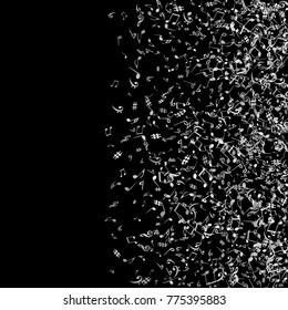 Vector Confetti Background Pattern. Element of design. Music Signs on a black Background
