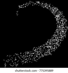 Vector Confetti Background Pattern. Element of design. Music Signs on a black Background
