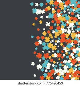 Vector Confetti Background Pattern. Element of design. Clover leaves on a gray background